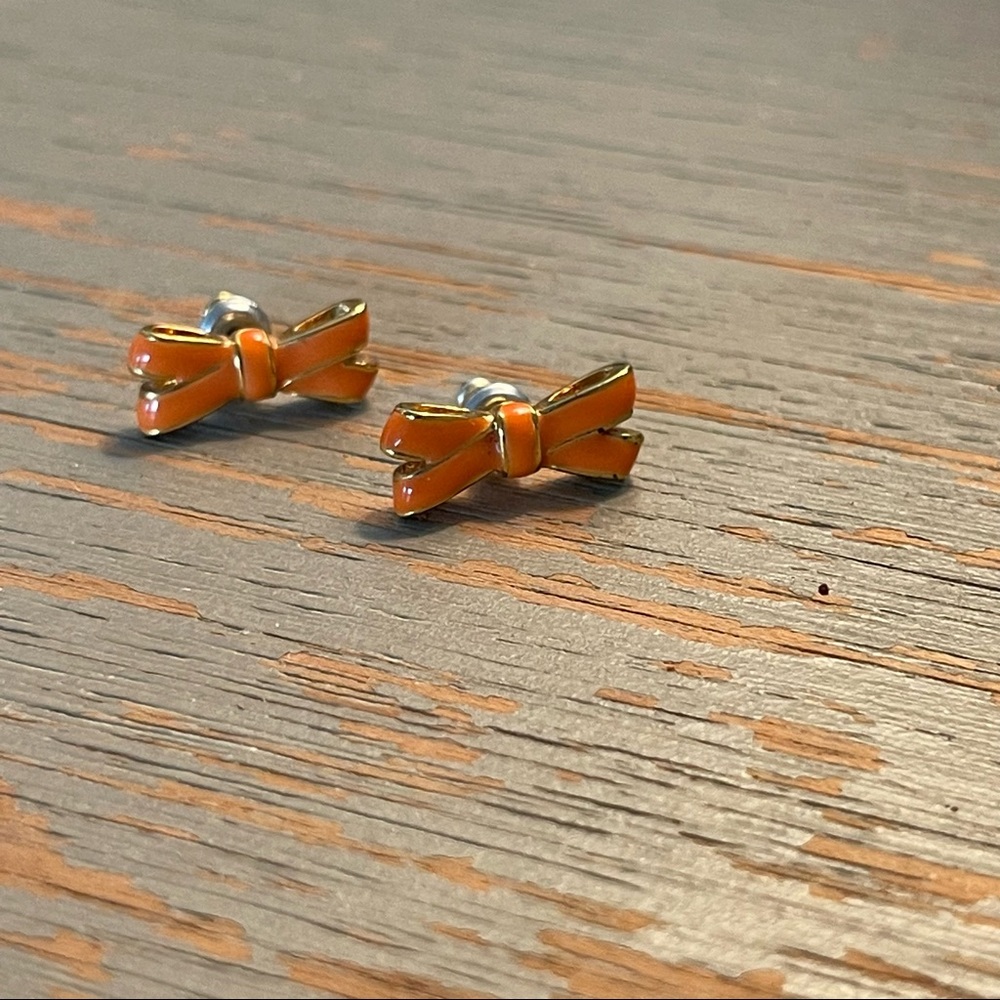 kate spade double bow orange earrings